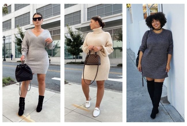 3 femmes rondes portant des robes courtes