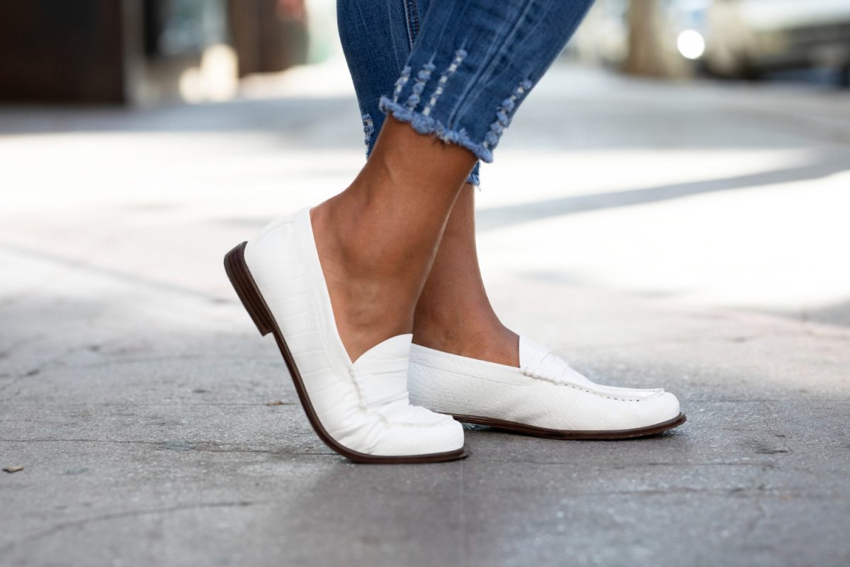 Mocassins femme en cuir souple blanc