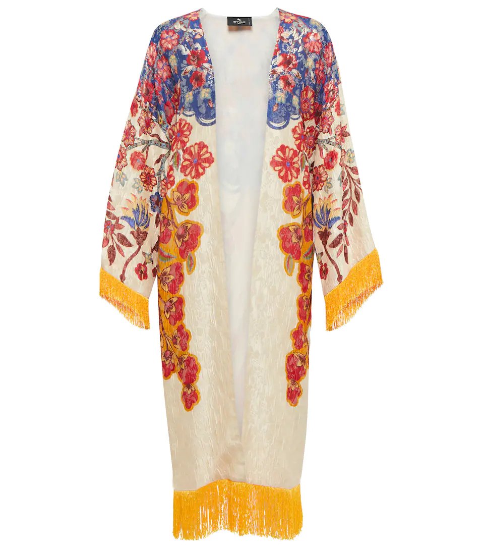 Kimono colorido con flecos para mujer