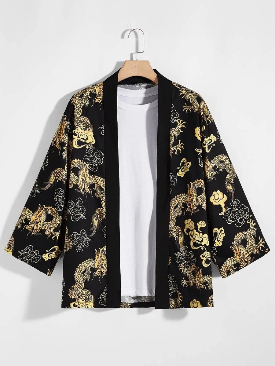 Chaqueta bordada con dragones dorados