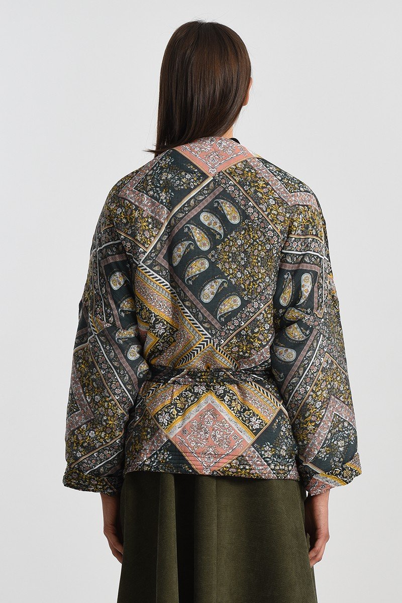 Chaqueta de kimono con motivo cachemir para mujer