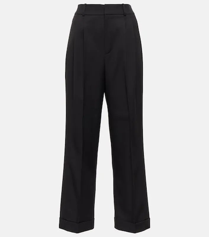 pantalón de traje negro en seda