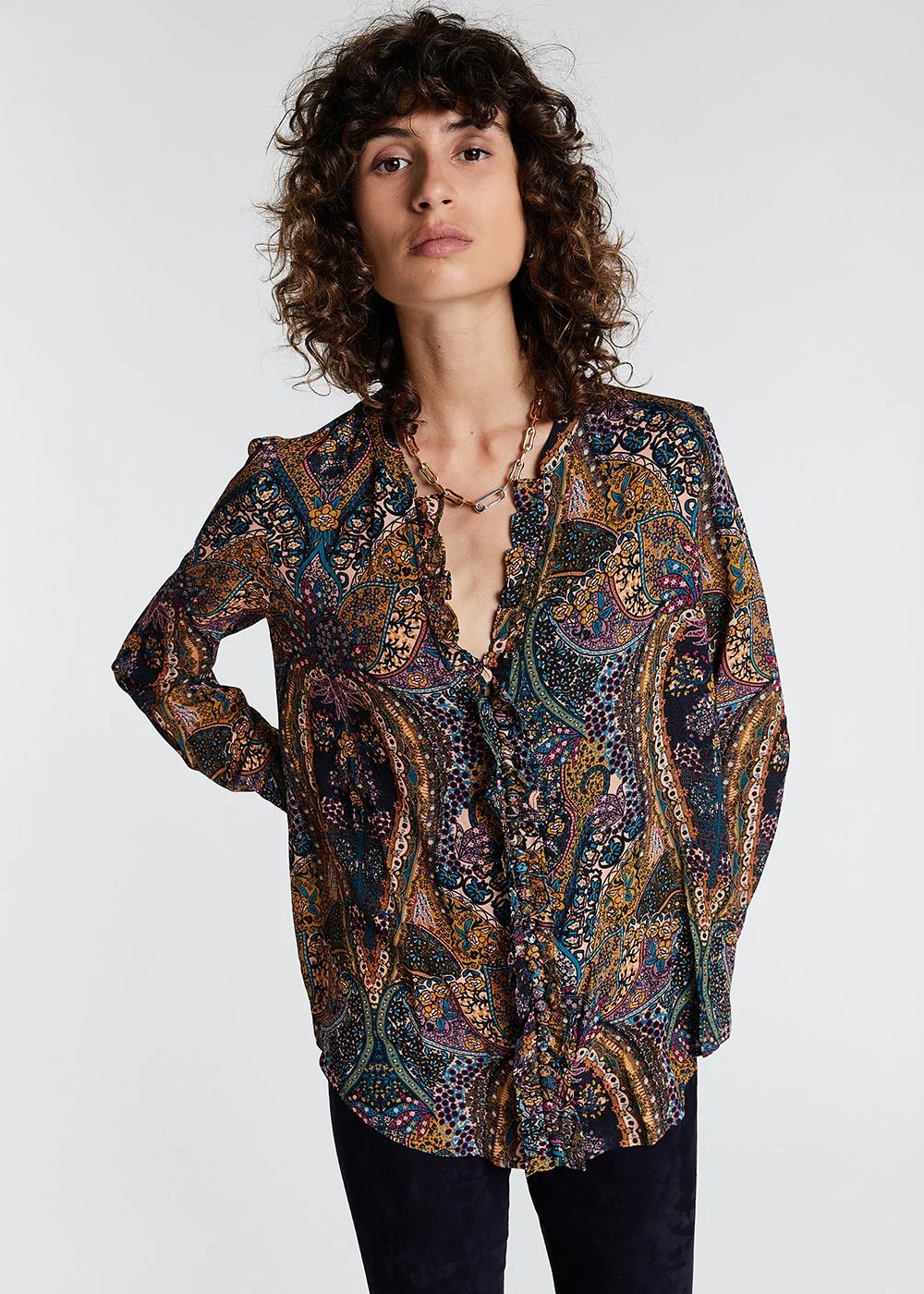 Blouse imprimée à volants