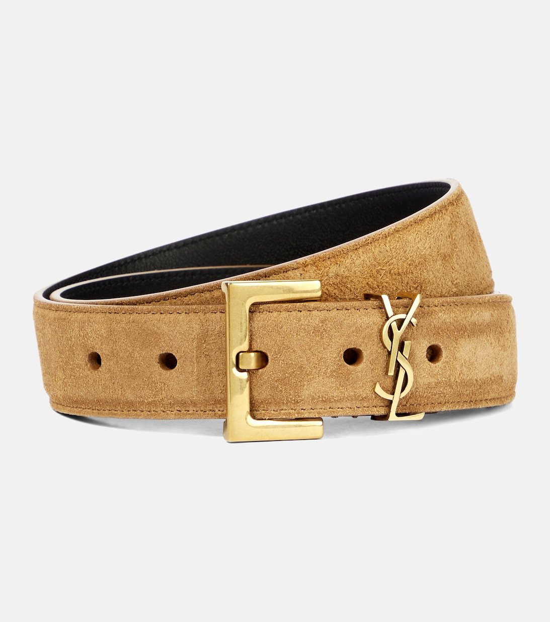 Cinturón de ante Saint Laurent con hebilla dorada