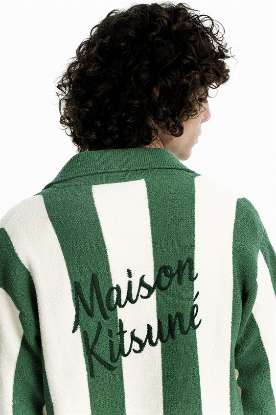 Chaqueta a rayas verdes y blancas Maison Kitsuné