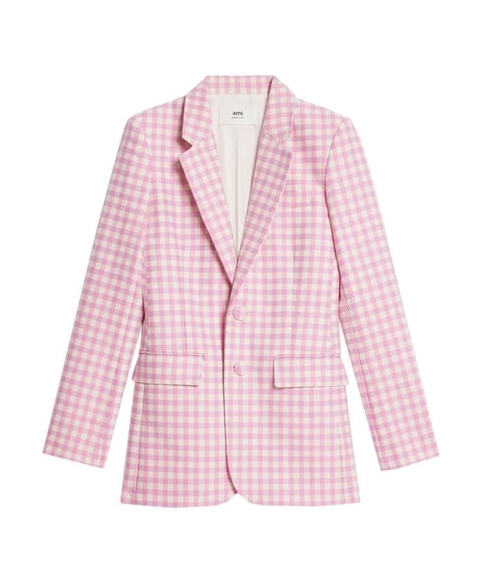 Blazer con estampado de cuadros rosa Ami Paris