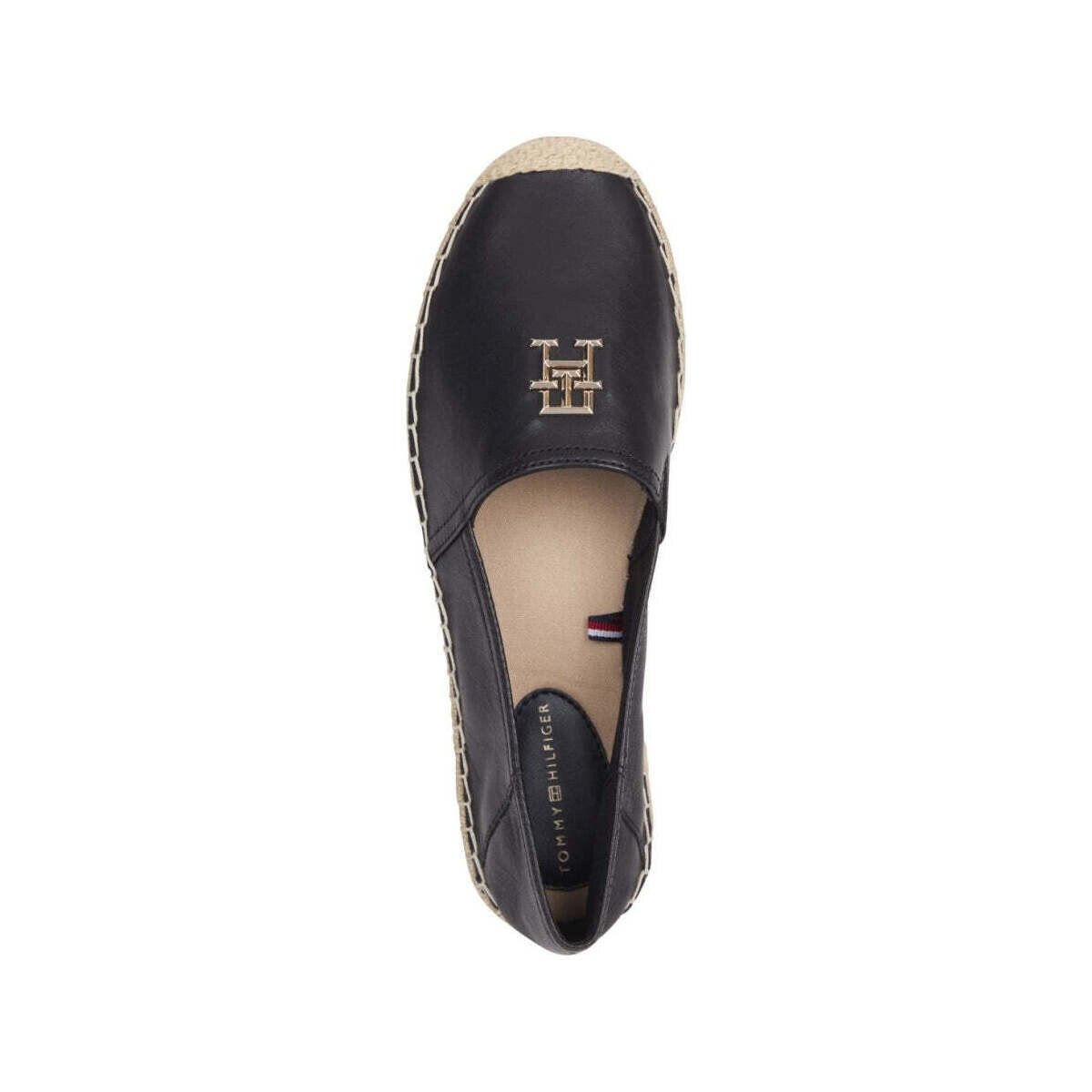 Espadrilles planas de cuero negro Tommy Hilfiger