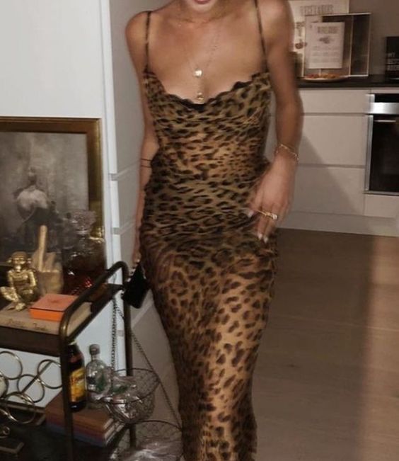 robe soir imprime leopard