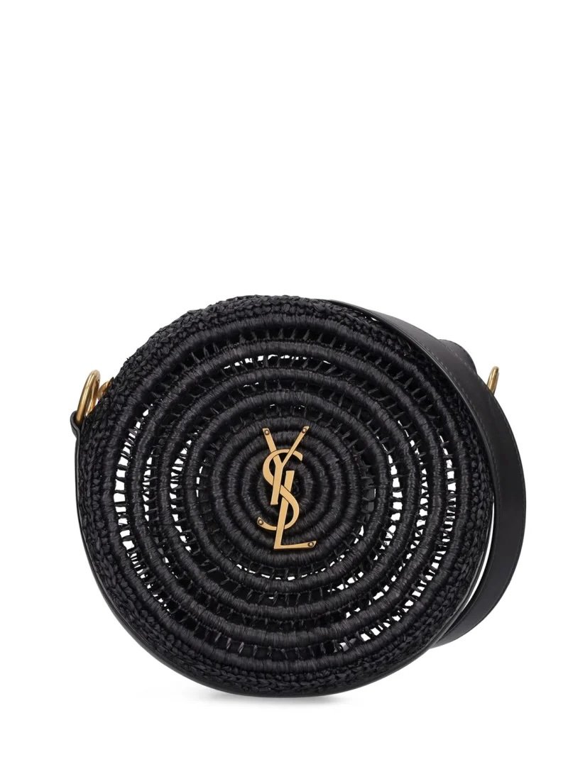 Bolso redondo en rafia negro Yves Saint Laurent