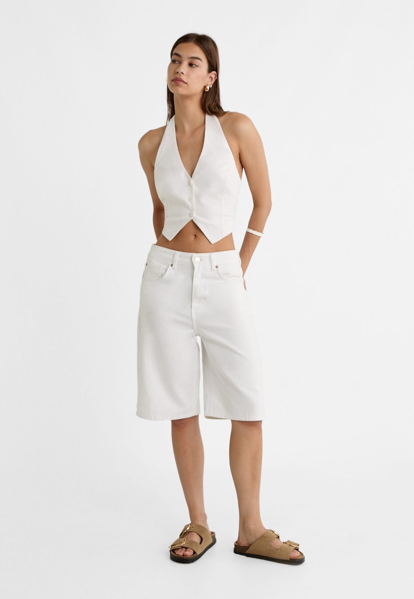 Jort denim blanco para mujer Stradivarius