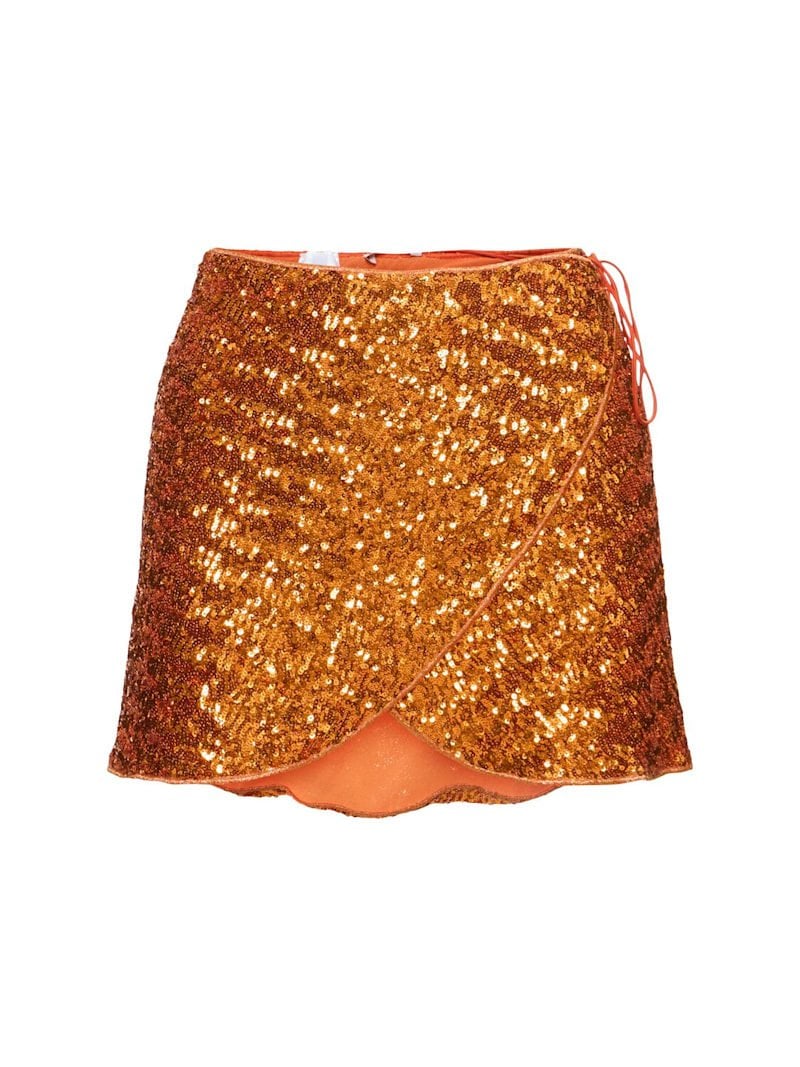 Falda corta con lentejuelas naranja Oséree Swimwear