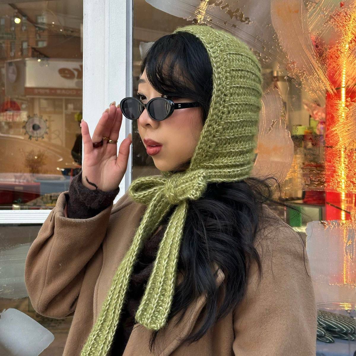 Balaclava en crochet avec noeud