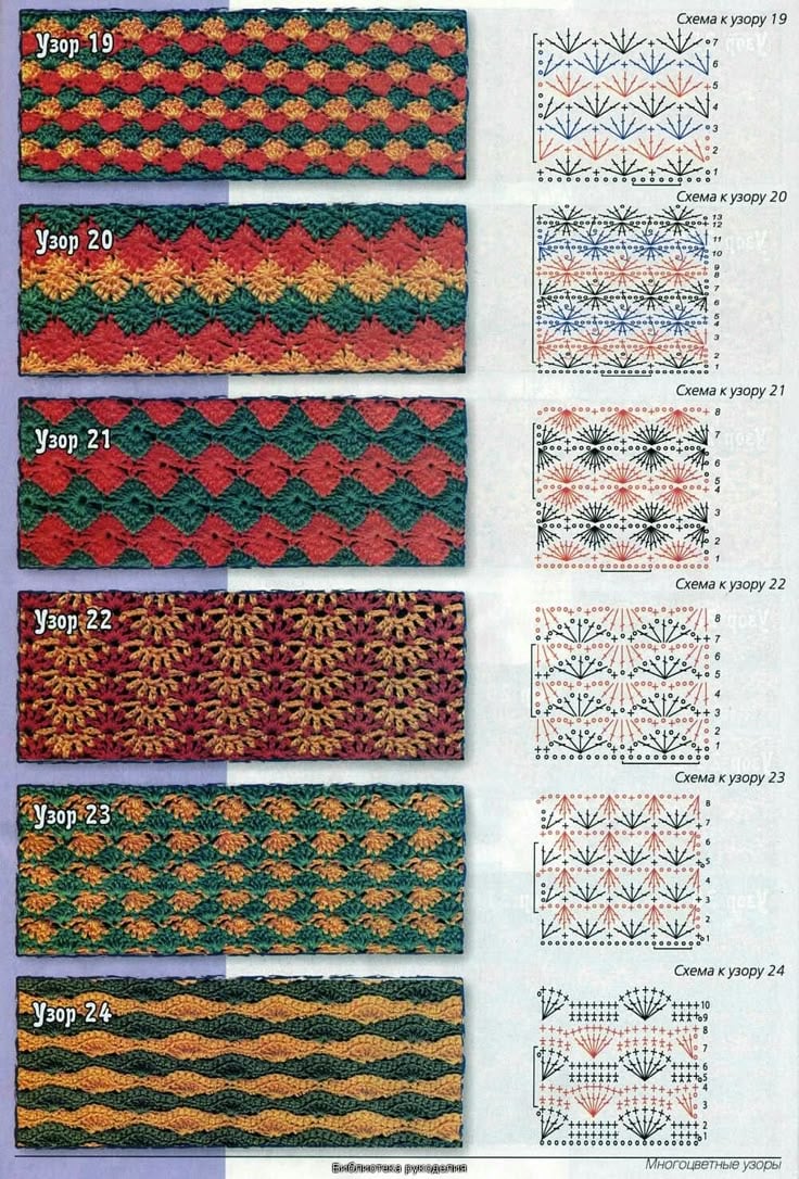 Différents motifs en crochet avec patron