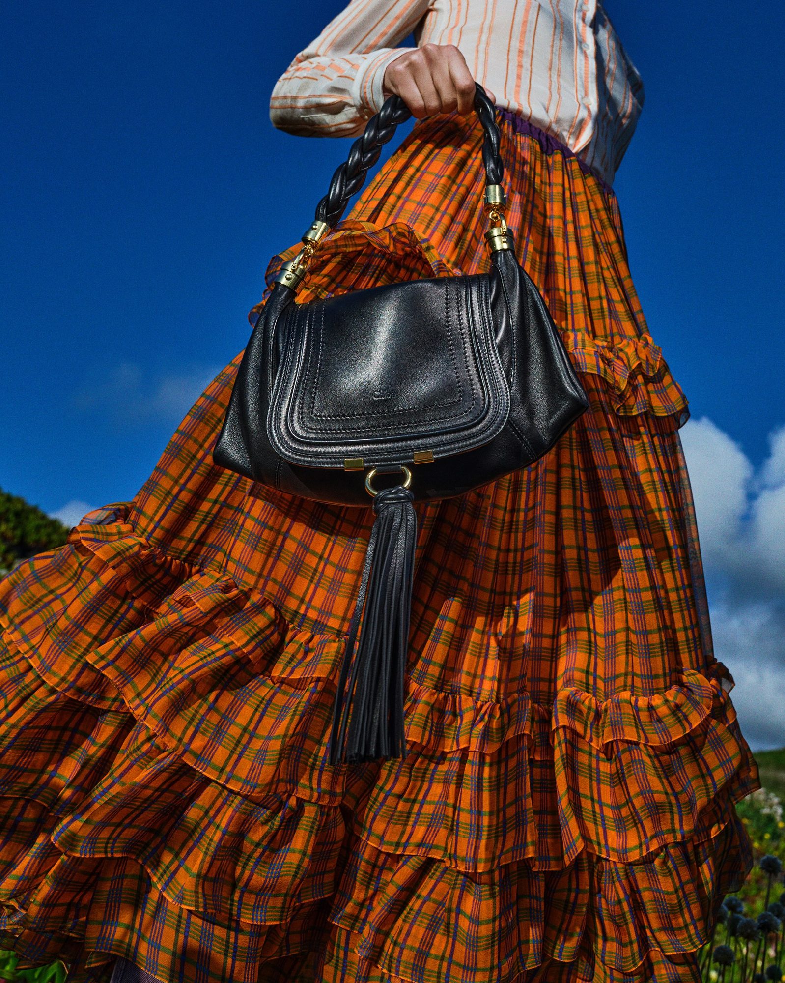 El tartán y el argyle como motivos insignia de este otoño 3 Falda larga tartán FW26 Chloé